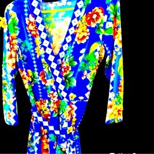 WESLEE ROSE Floral Faux Wrap Dress with Detachable Tie Size M Like New